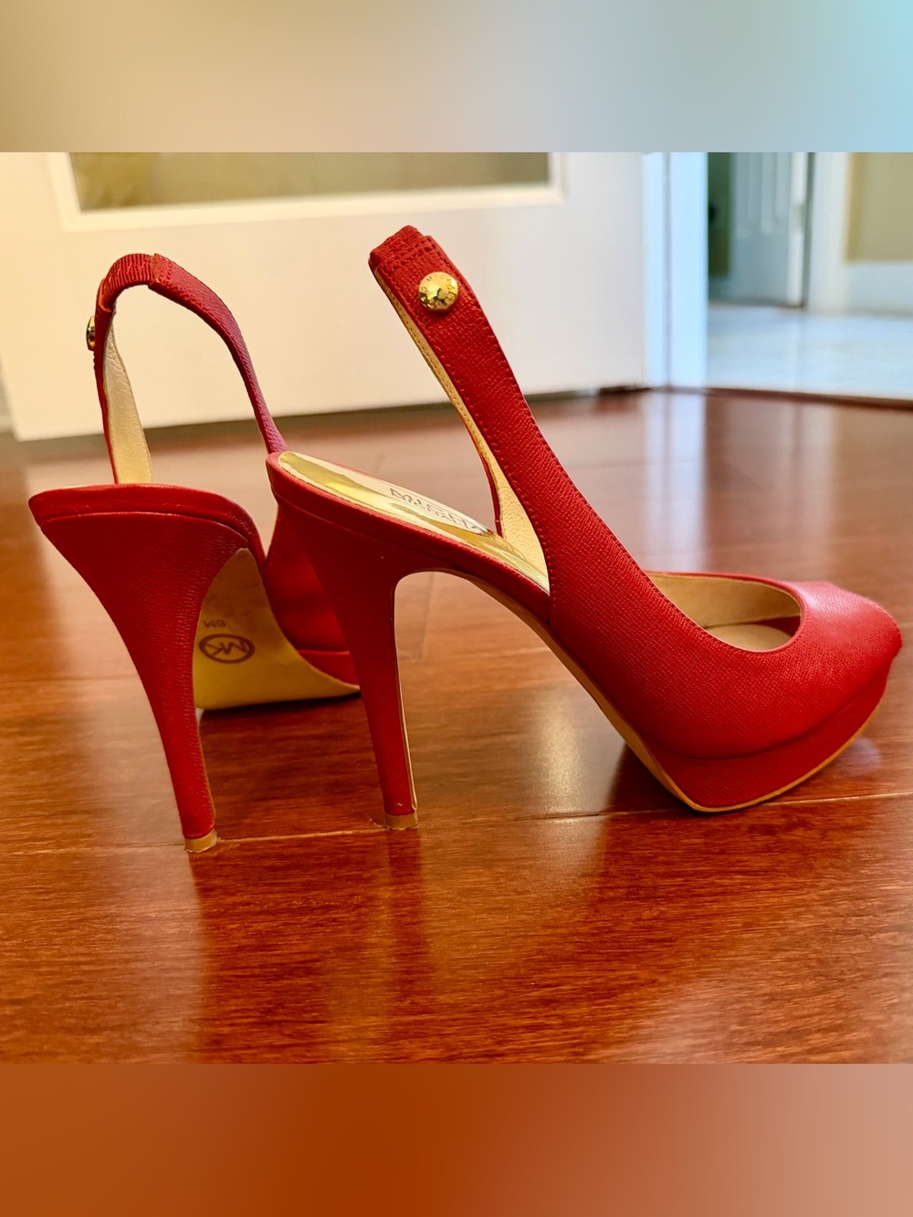 Red Slingback High Heel Pumps